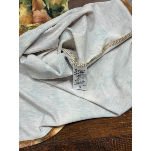 NEW LuLaRoe Womens Knit Tunic Top S Short Sleeve Brown Yellow Floral Scoop Neck - Picture 5 of 8